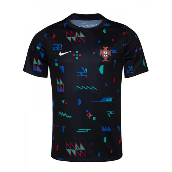 Portugal maglia da allenamento pre-partita divisa da calcio uniforme da uomo nera per abbigliamento sportivo maglia superiore 2024-2025